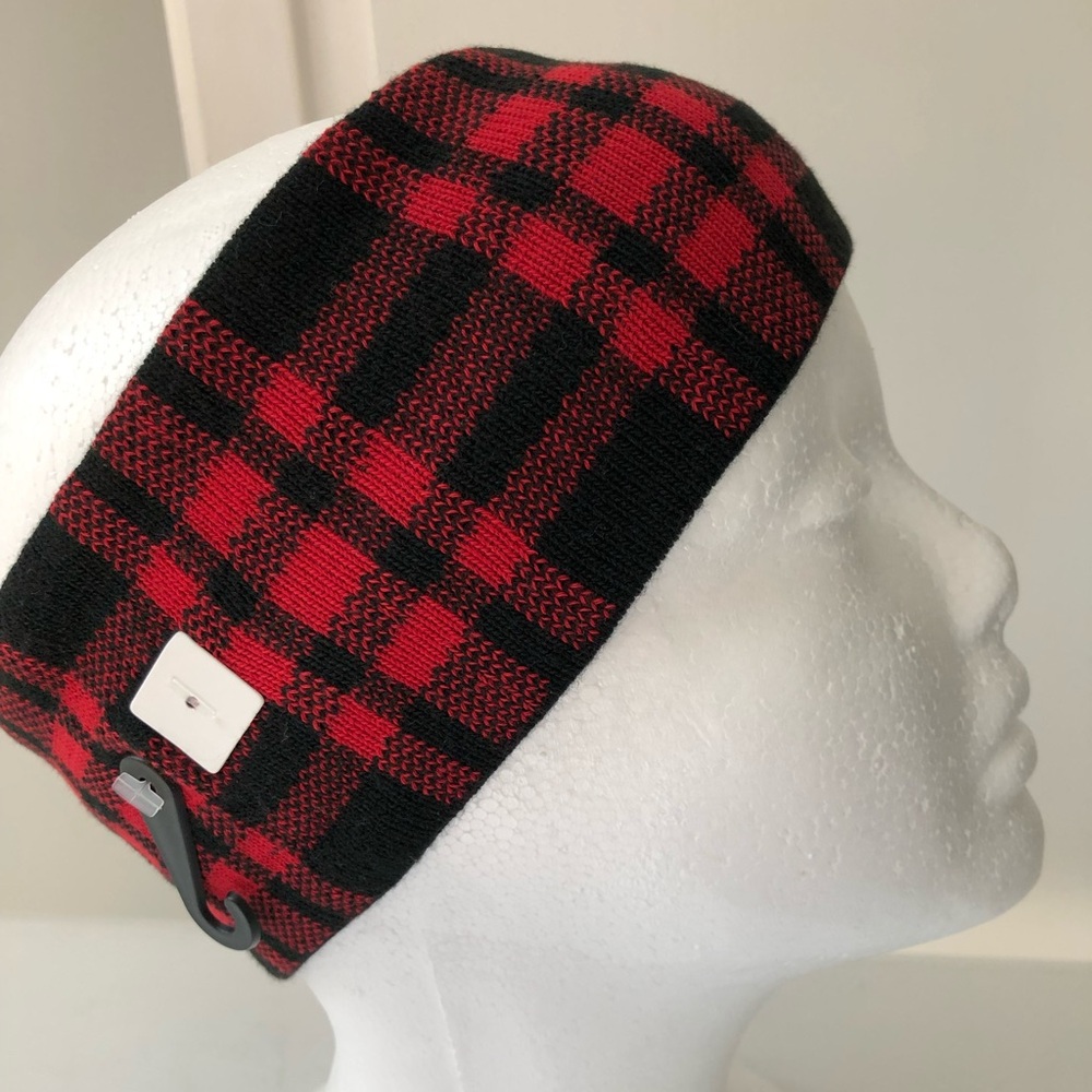 LLBean Red Buffalo Plaid Reversible Logo Winter Knit Earband